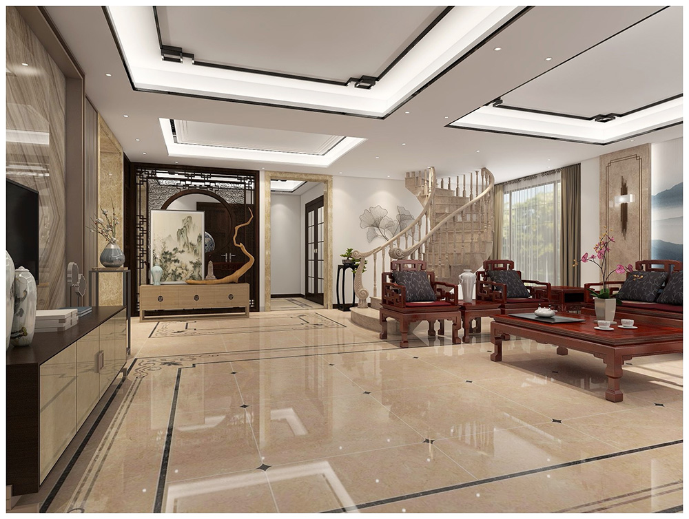 新中式风格别墅装修设计效果图-美的海岸花园别墅366平米-别墅客厅装修设计 新中式风格别墅装修设计效果图-美的海岸花园别墅366平米-别墅客厅装修设计