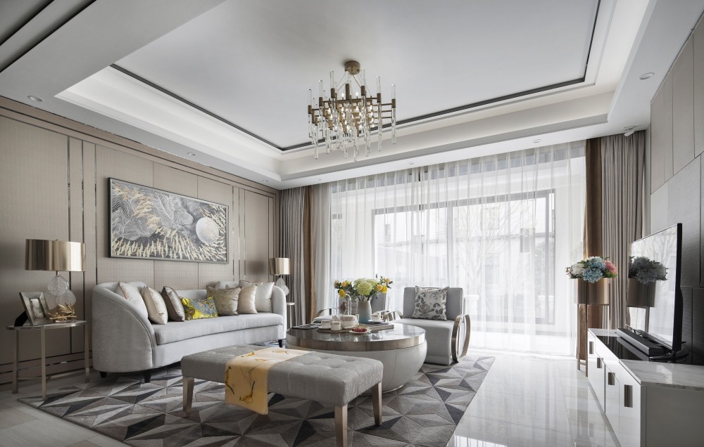 现代轻奢风格室内设计家装案例-客厅 现代轻奢风格室内设计家装案例-客厅