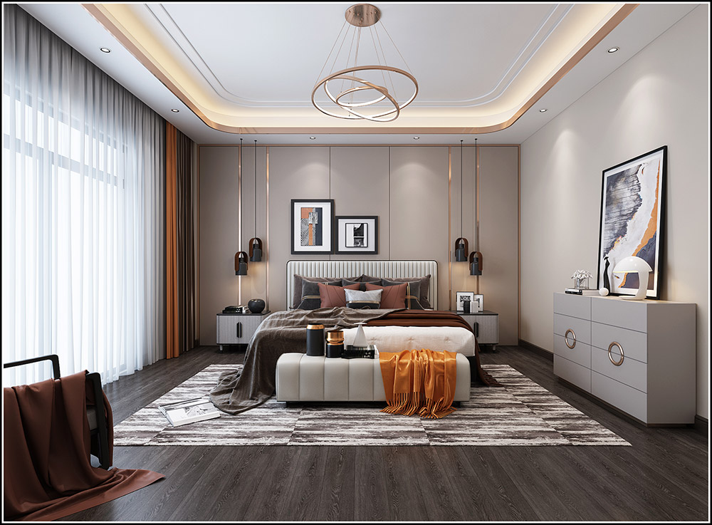 轻奢风格别墅装修效果图-格林天成别墅400平米-卧室 轻奢风格别墅装修效果图-格林天成别墅400平米-卧室