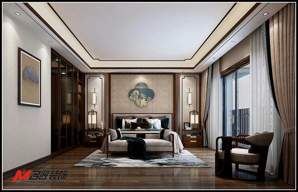 装修公司新中式风格室内装修效果图-主卧 装修公司新中式风格室内装修效果图-主卧