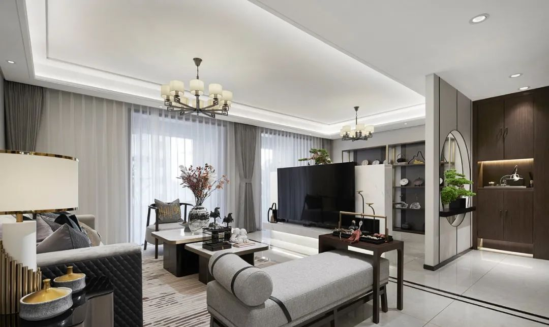 现代新中式风格室内设计家装案例-客厅 现代新中式风格室内设计家装案例-客厅