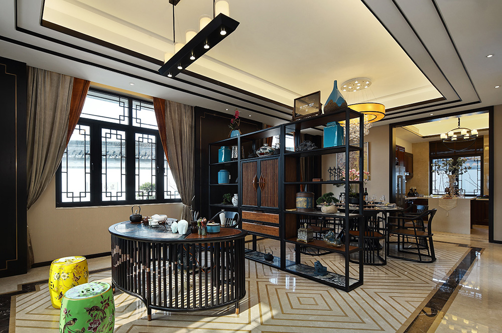 新中式风格别墅装修设计效果图-碧桂园海景苑别墅568平米-别墅装修设计餐厅 新中式风格别墅装修设计效果图-碧桂园海景苑别墅568平米-别墅装修设计餐厅