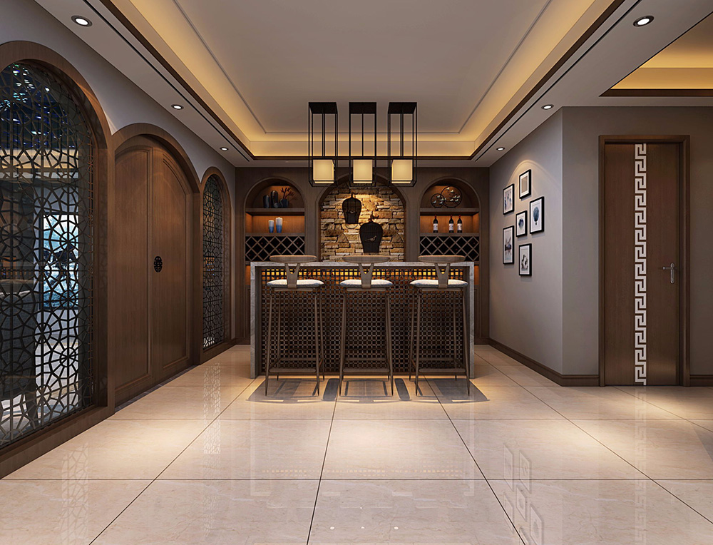 新中式风格别墅装修设计效果图-东逸湾水漾林岸别墅410平米-别墅装修设计吧台 新中式风格别墅装修设计效果图-东逸湾水漾林岸别墅410平米-别墅装修设计吧台